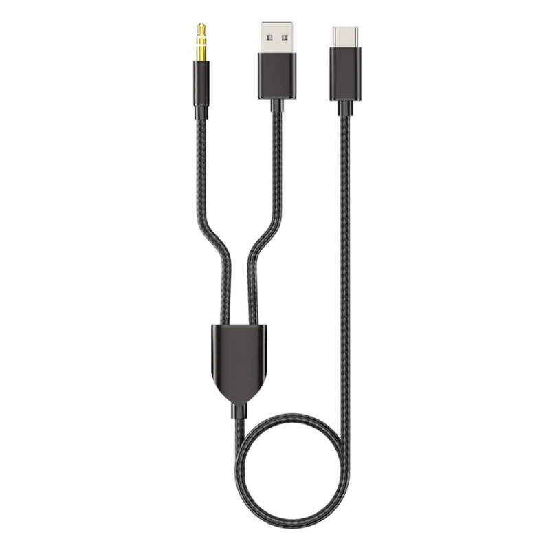 2-w-1 type-c samochodowy sprzęt Audio kabel kabel do ładowania USB 1 Split 2 typ C na USB A 3.5mm przewód AUX HiFi dźwięk dla głośników/słuchawek — zdjęcie produktu 4