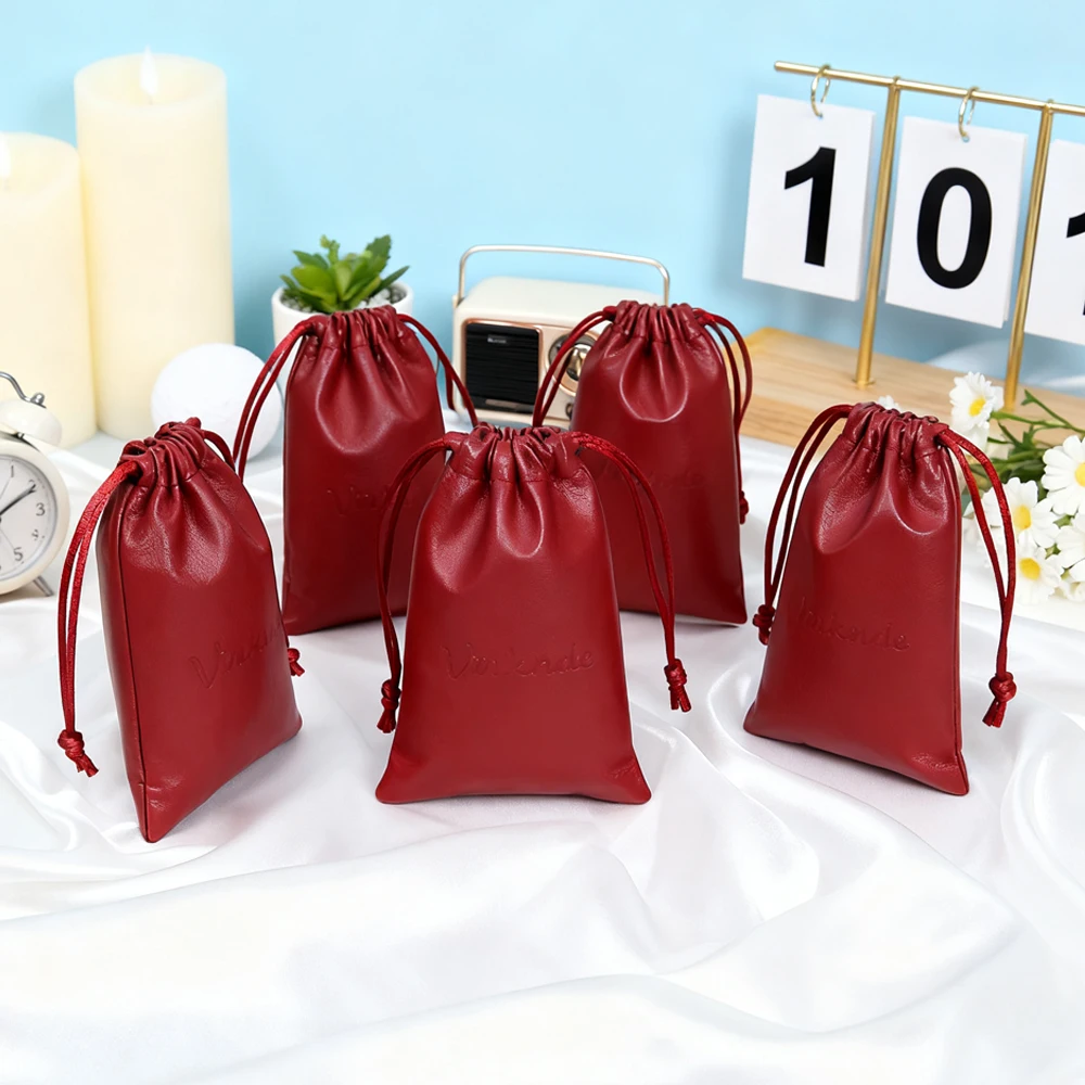 

Роскошная акция, сумка из искусственной кожи на шнурке, 100 шт., индивидуальный размер логотипа, подарок для покупок, ювелирные изделия, духи, водонепроницаемый прочный чехол для пыли