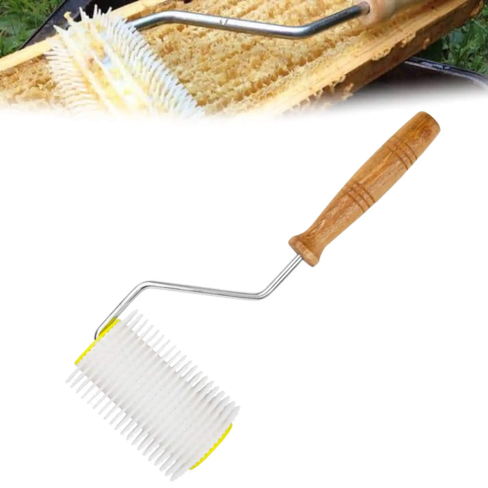 1 pcs Uncapping Roller Honey Uncapping Tool Wooden Handle Hive Uncapping Roller Propolis Collection Roller