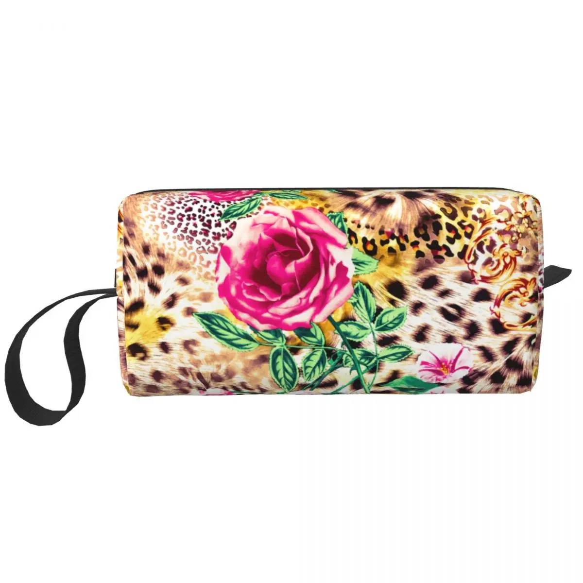

Женская дорожная косметичка с леопардовым принтом и цветами