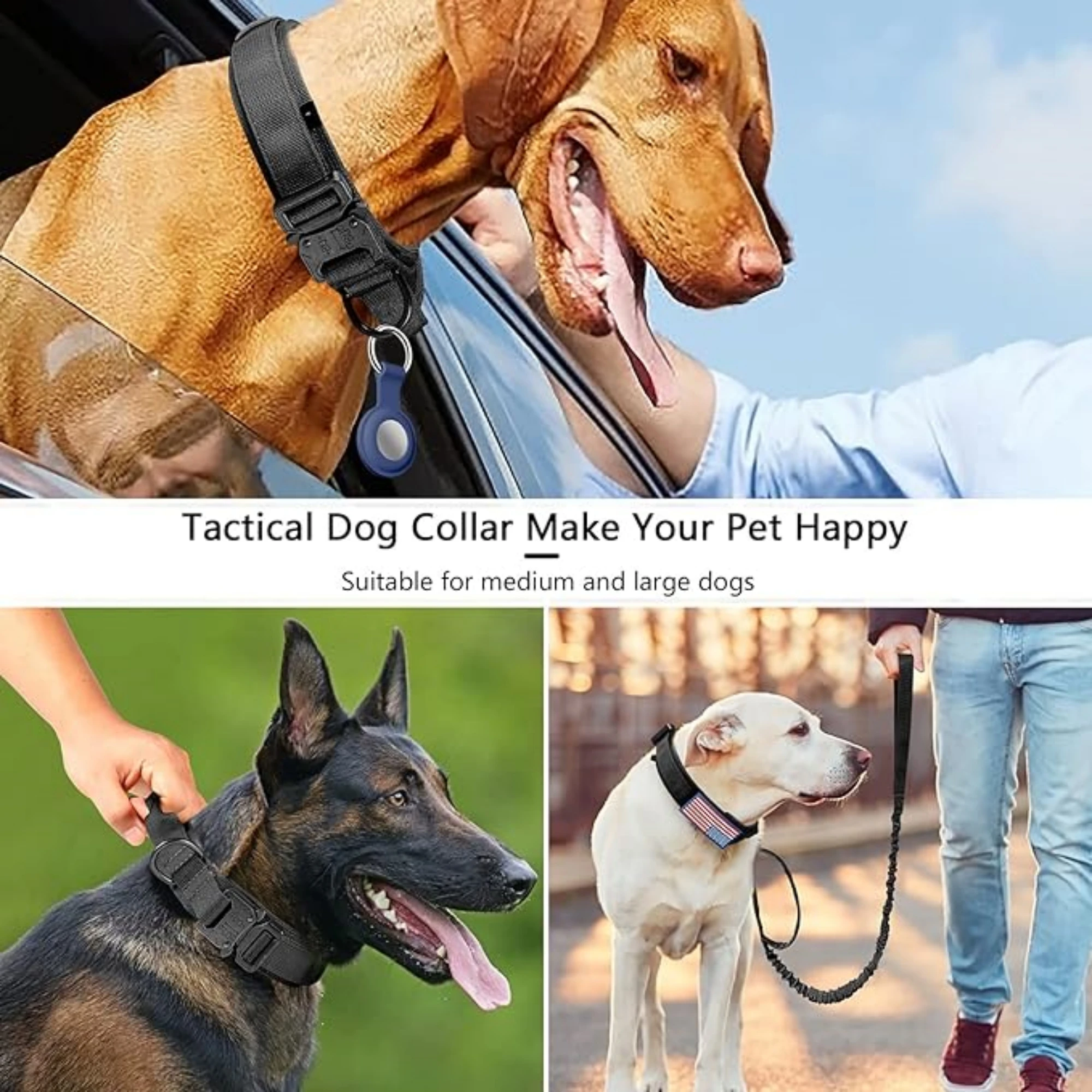 Dog collar nylon tactical collar pet outdoor large and medium-sized military dog training tactical dog strap