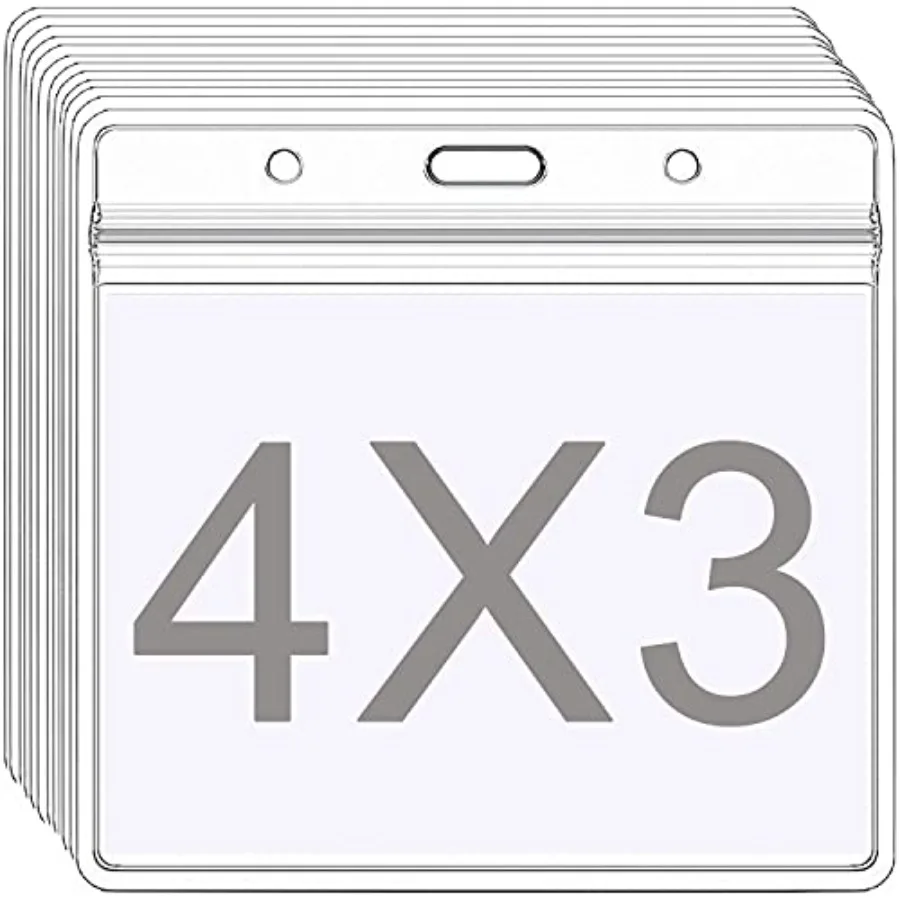 12Pcs Badge Holder Card Holders 4X3 Horizontal Large Badge Holder Clear ID Card Holders Name Tag Fits 3x4 Inch