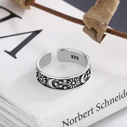 New in 925 Sterling Silver Sun Moon Rings For Women Luxury Retro Jewelry Accessories Wholesale Offers With