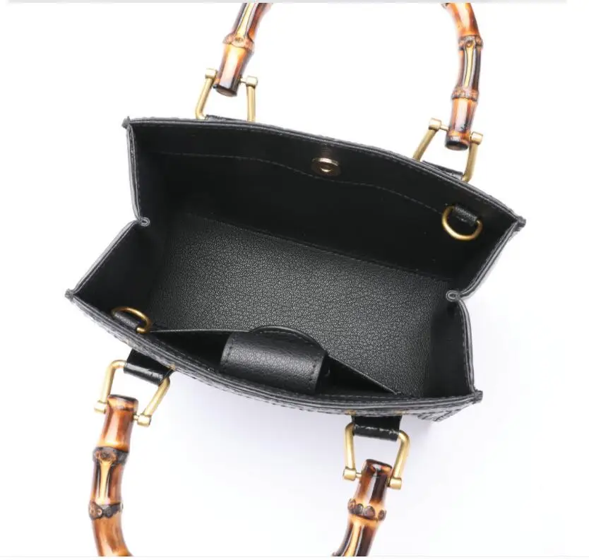 2023 latest Luxury top quality genuine crocodile skin women shoulder cross body small size bag with bamboo handles black color