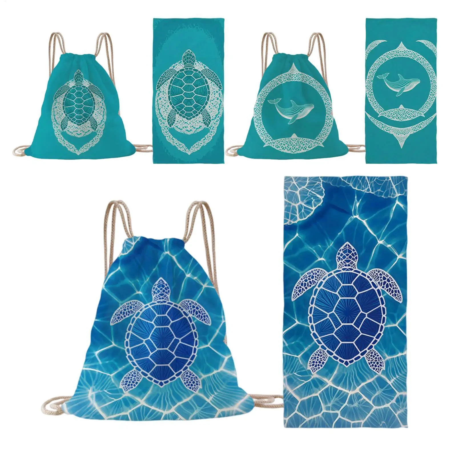 Beach Towel Bag 2 in 1 Foldable Quick Dry Sand Free Large 80x160cm Wearable Towel Backpack Portable Mat for Beach Vacation