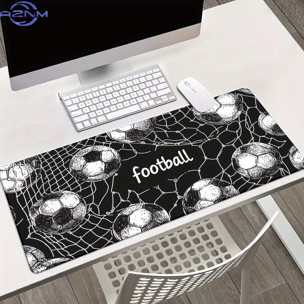 1pc Football-Themed Gaming Mouse Pad & Desk Mat | Anti-Slip Rubber Base, Smooth Polyester Surface with Soccer & Spider Web Desig