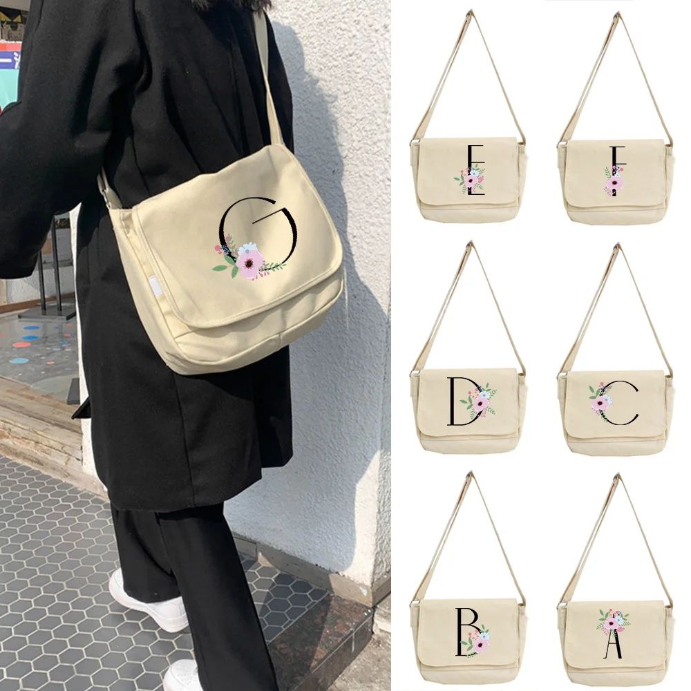 

Large-capacity Shoulder Bag Flower and Black Pattern Joker Crossbody Multifunctional Adjustable Shoulder Strap Commuter Bag