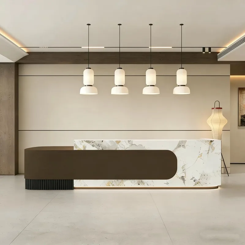 Trendy Italian Reception Desk Beauty Vintage Nordic Office Reception Desk Modern Luxury Display Bancone Commercial Furniture