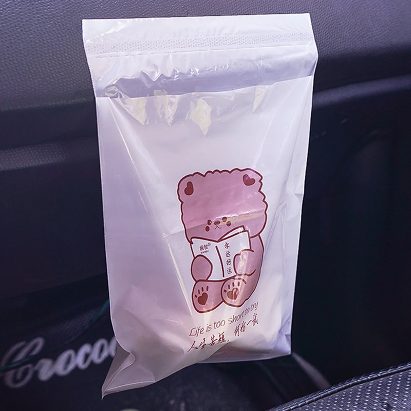 30Pcs/Wrap Cute Car Stick Disposable Bin Bag Household Stick On Traceless Garbage Cleaning Bag Portable And Odorless