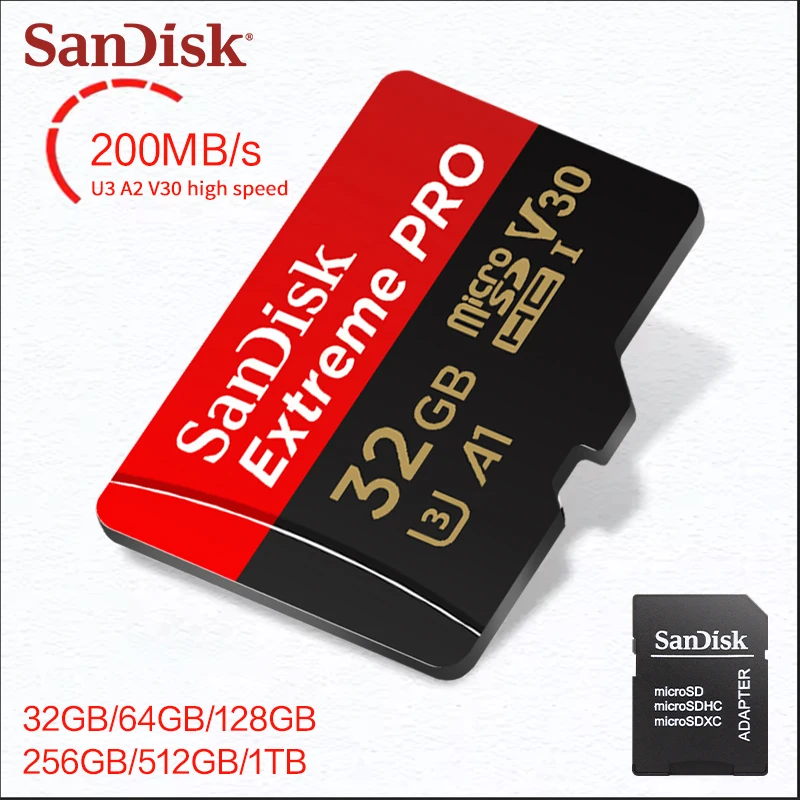 64 ГБ 128 ГБ 256 ГБ 512 ГБ 1 ТБ Карта памяти Sandisk Extreme PRO V30 TF-карта Высокоскоростная карта памяти UHS-I U3 Micro SD для камеры 64 ГБ 128 ГБ 256 ГБ 512 ГБ 1 ТБ Карта памяти Sandisk Extreme PRO V30 TF-карта Высокоскоростная карта памяти UHS-I U3 Micro SD для камеры