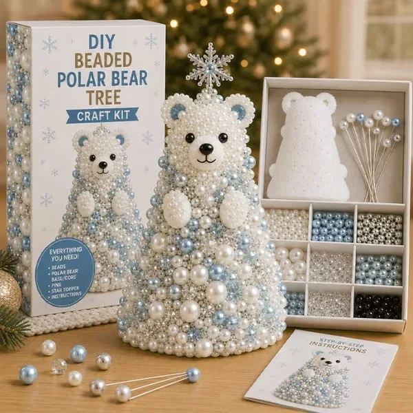 1Set Beaded Reindeer Christmas Tree DIY Craft Kit Beginner Friendly Handmade Christmas Desktop Ornament Home Holiday Gift