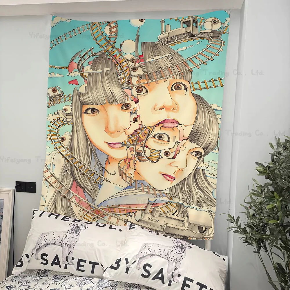 

Shintaro Kago Art Horror Printed Large Wall Tapestry Art Science Fiction Room Home Decor Decor Blanket