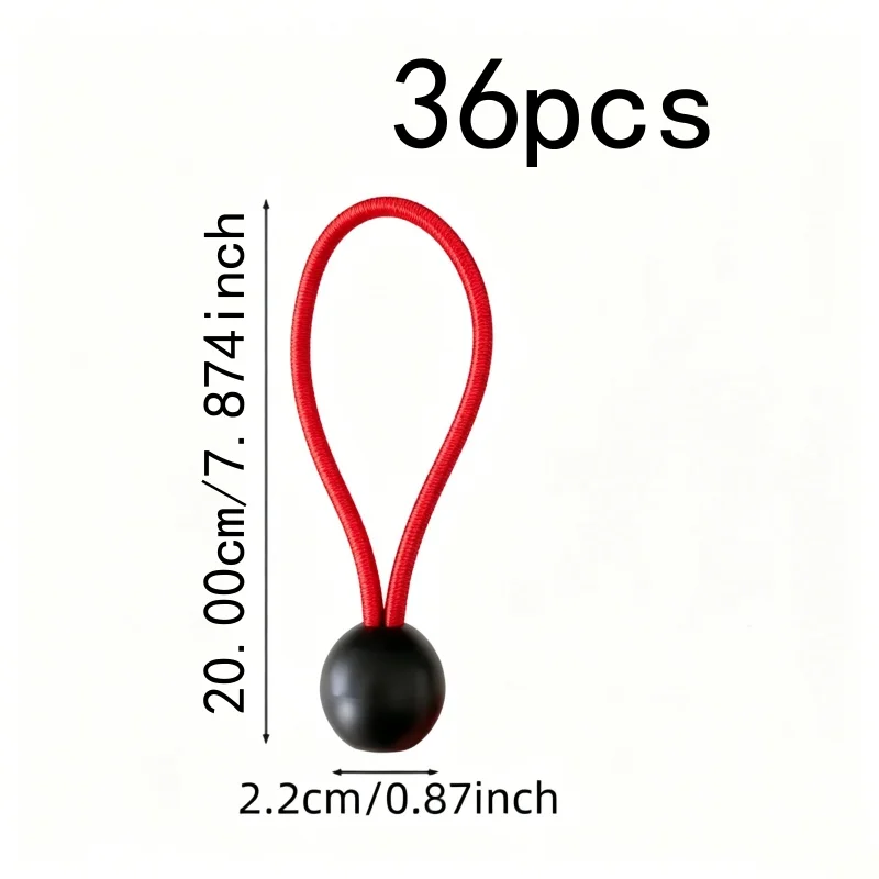 36 pcs 20cm Nylon Stretch Ropes with Wear Resistant Durable, ideal for Outdoor Gear Securing and Sunshade Canopy Fixing