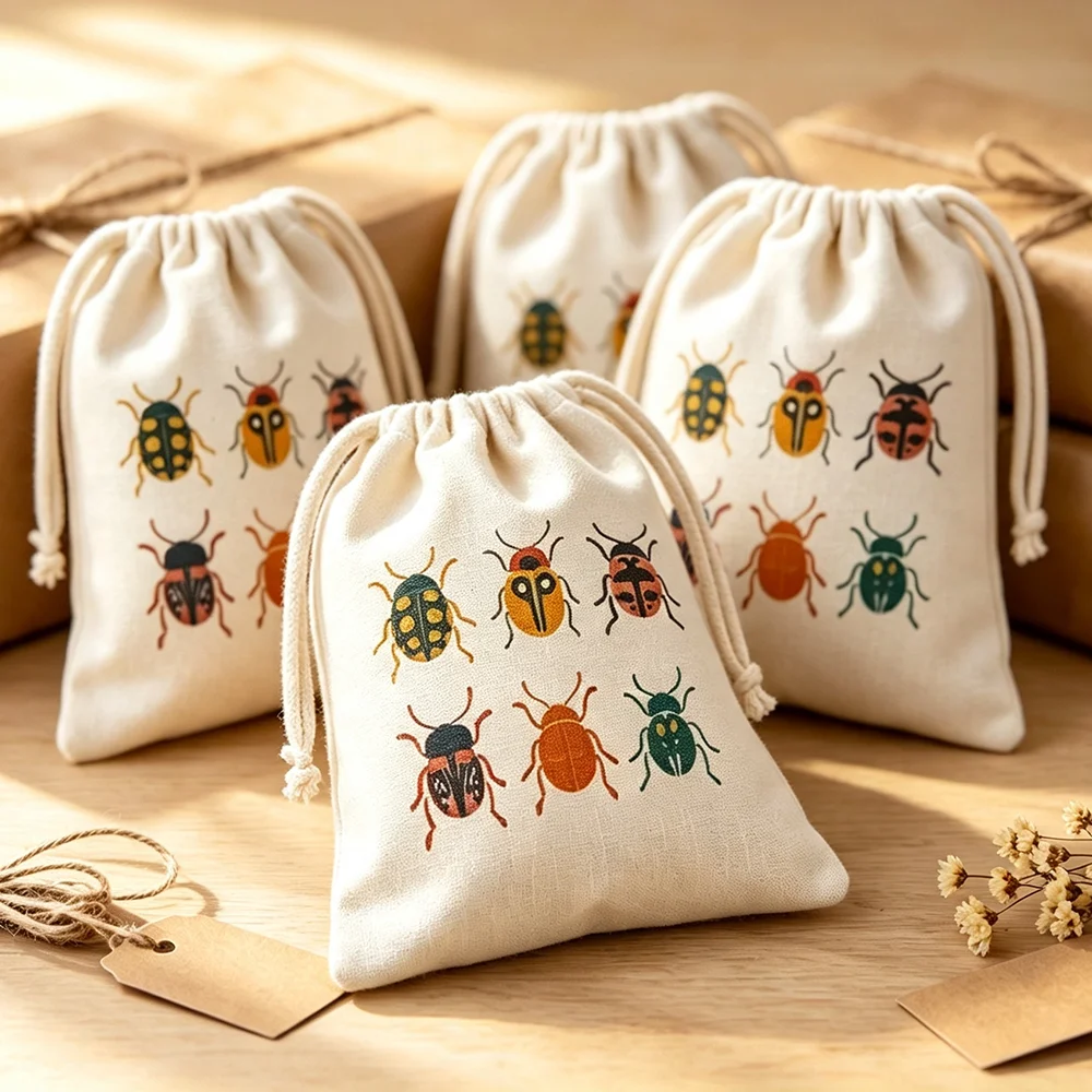 3/12 Pcs Bug Themed Birthday Party Favor Bags Kids Candy Cookie Bag Baby Shower Welcome Gift for Guests Childrens Birthday Decor