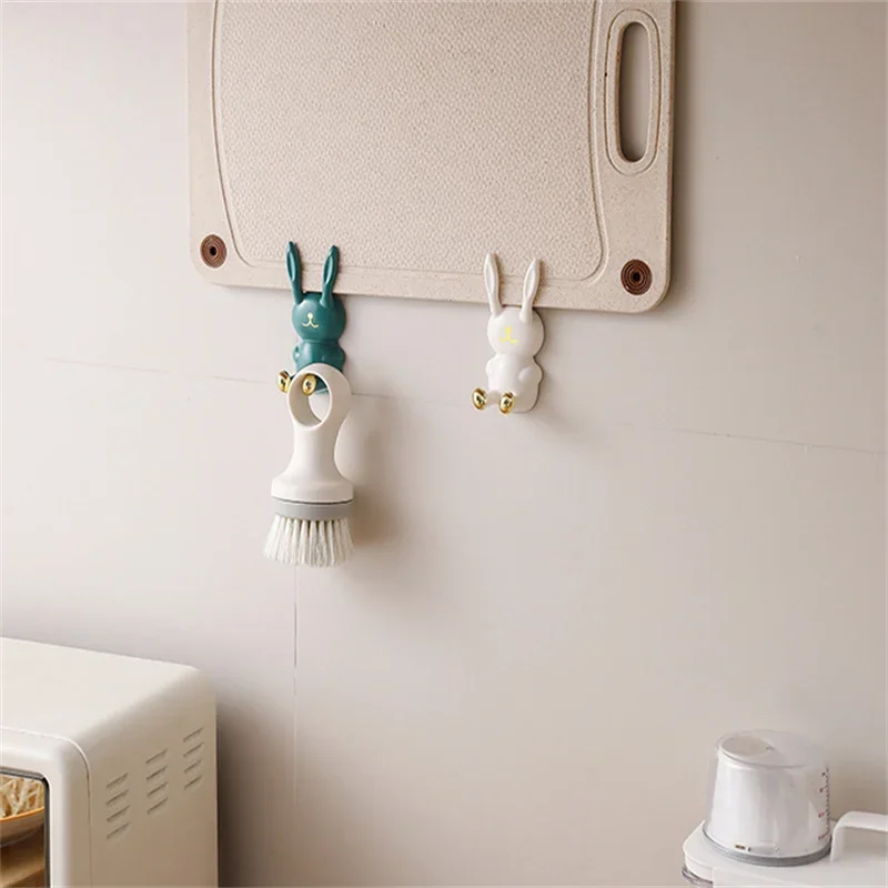 Cute Rabbit No Punching Hook No Trace Wall Hanging Storage Wash Cup Toothbrush Hanger Toilet Multi Functional Adhesive Hook