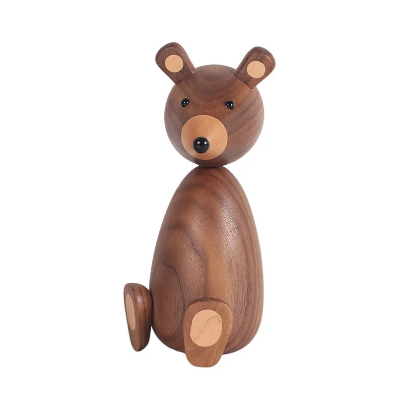 

Nordic walnut large brown bear creative solid wood ornament European wood home decoration handicraft Danish puppet