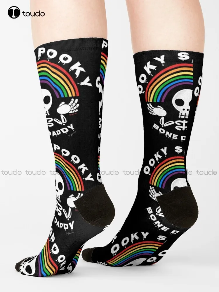 Ooky Spooky, Bone Daddy Socks Halloween Sport Socks For Men Street Skateboard Socks Christmas New Year Gift Unisex Adult Cartoon