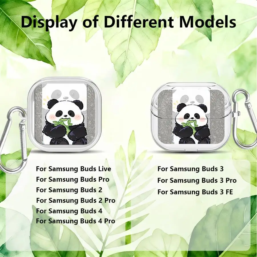 Clear Earphone Cases Cover Case For Samsung Galaxy Buds 3 FE 3Pro 4 Pro Live 2 4Pro Cartoon Cute Panda