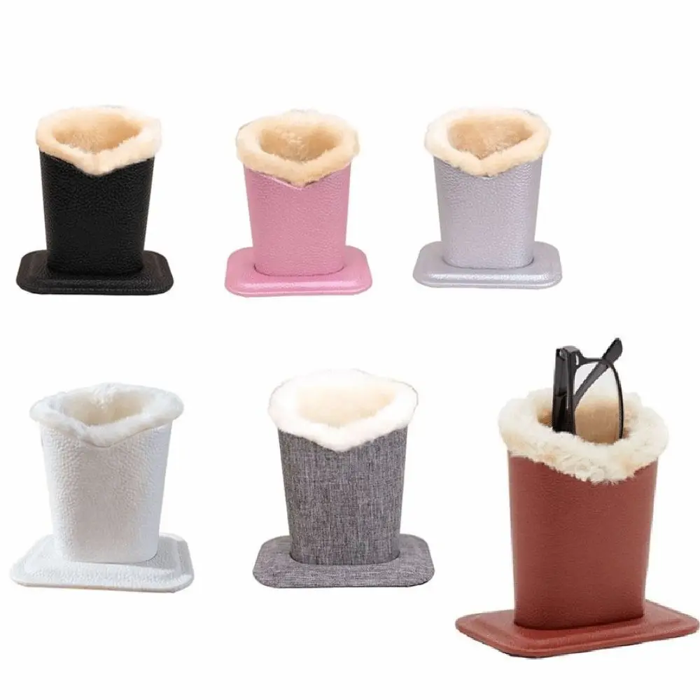 PU Leather Eyeglass Holder Large Capacity Save Space Eyeglass Stand Display Soft Lining Brush Pot Pen Holder Eyewear Container