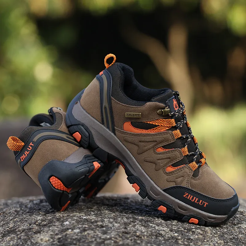 2025 Couples Outdoor Sneakers Shoes Man Fashion Orange Low Cut Walking Shoes Men Plus Size 47 Women Trekking Hiking Shoes Unisex