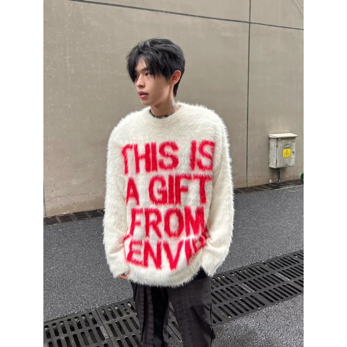 Cseta de Malha Slim Fit com Gola Redonda para Homens, Marca de Moda Estilosa, Csa Base para Outono e Inverno, Novo Mode...