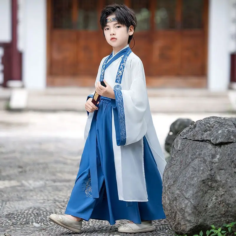 Child Chinese Traditional Knight-Errant Style Improved Hanfu Stage Costume Boy Fashion Handsome High Quality Tang Suit