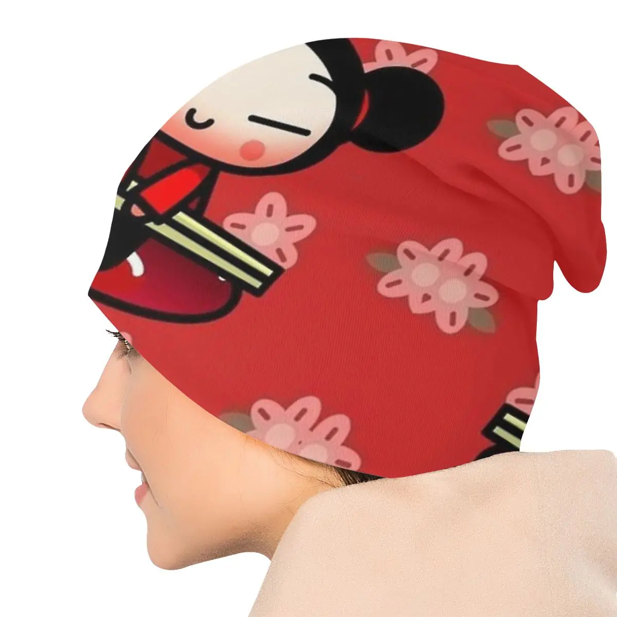 Pucca Taking Chopsticks Washed Warm Bonnet Windproof Casual Beanies Protection Men Women Hats