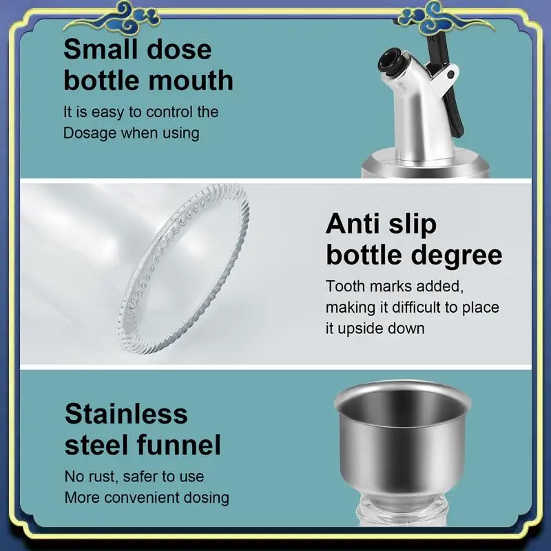 A56P-16Oz Glass Mouthwash Dispenser With Pour Spout Funnel And Labels Reusable Mouthwash Bottles Container