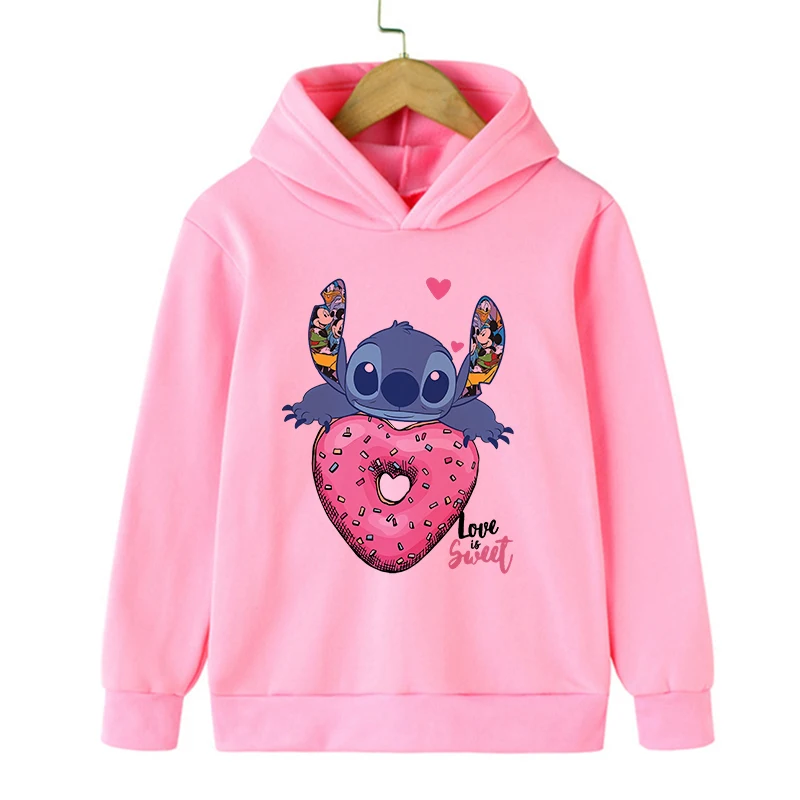 Y2k Kawaii Christmas Disney Stitch Hoodie Children Cartoon Clothes Kid Girl Boy Lilo and Stitch Sweatshirt Hoody Baby Casual Top