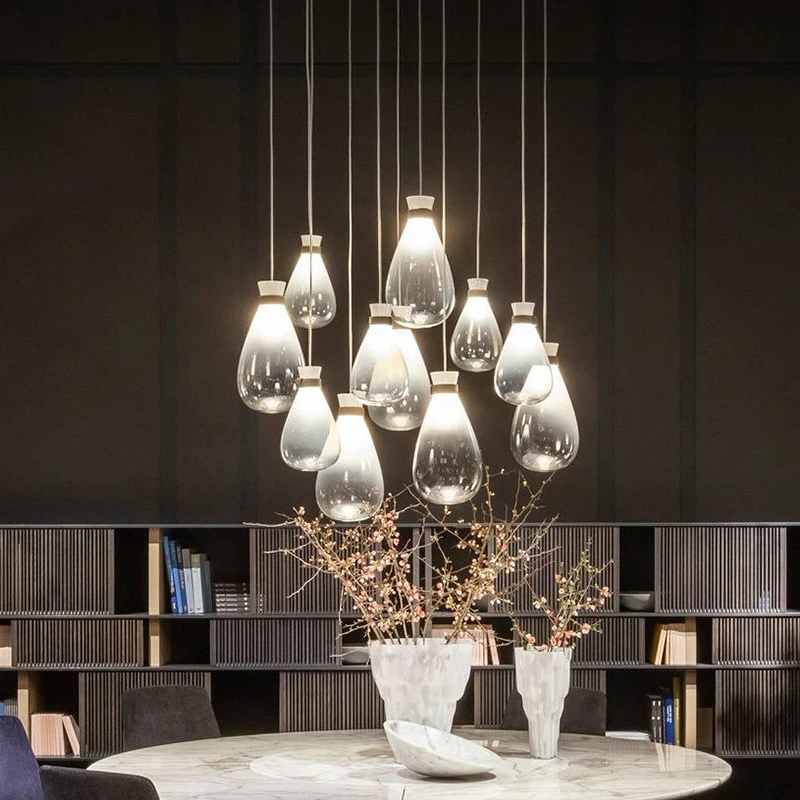 

Modern Restaurant Bar Decoration Glass Multi Head Small Chandelier Clothing Store Showcase Bedroom Bedside Drip Chandelier LED