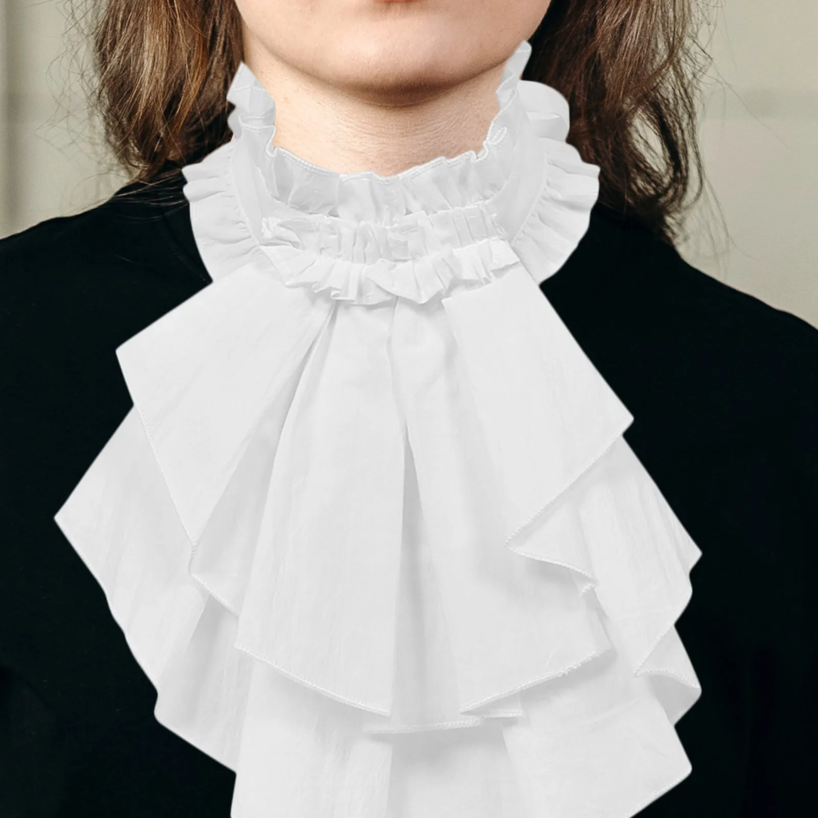 انفصال تكدرت طوق للنساء نمط المحكمة متعدد الطبقات فو بلوزة ملحق قابل للتعديل الإليزابيثية وهمية طوق الشتاء #5