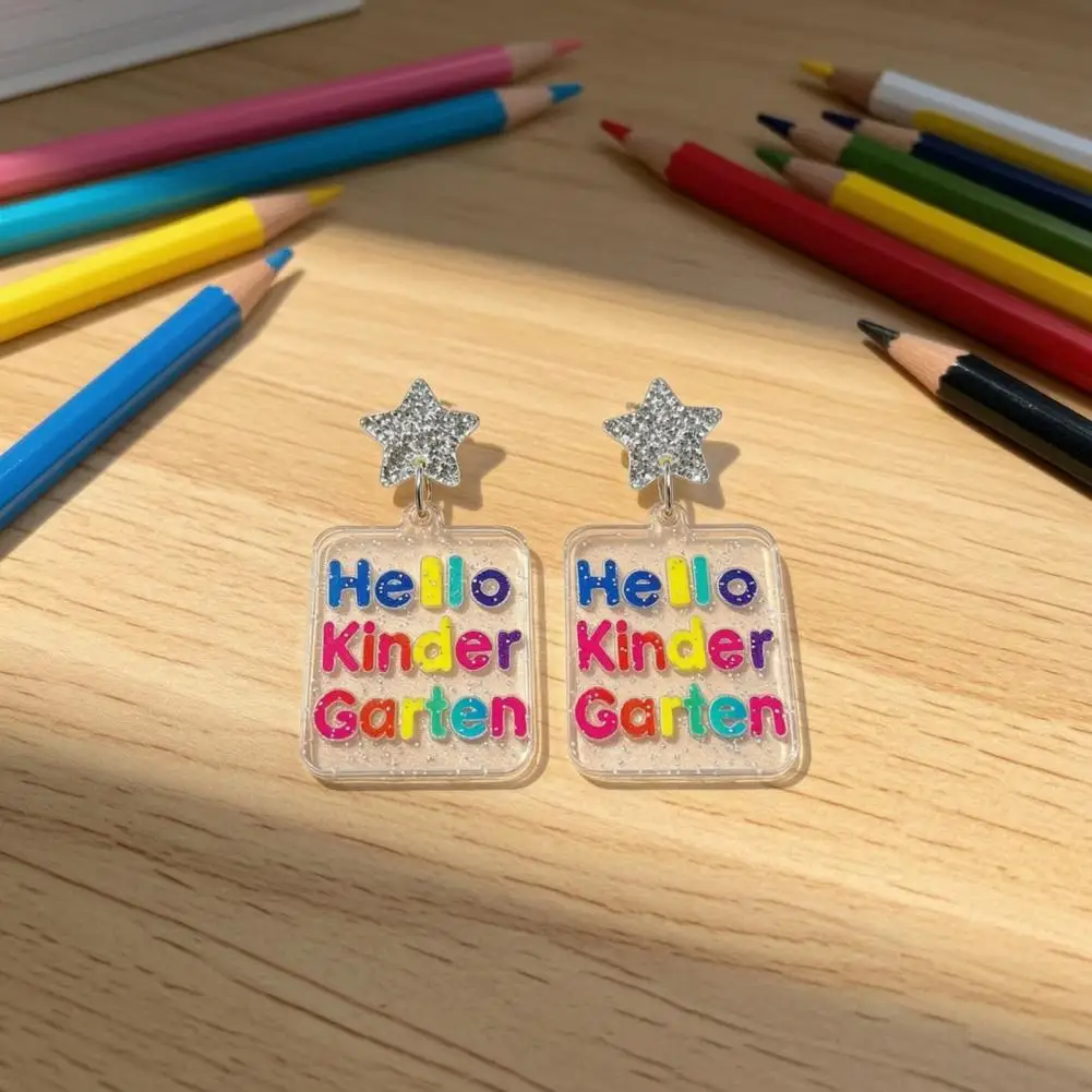 Colorful Letter Dangle Jewelry Colorful Acrylic Letter Earrings Back to School Dangle Drops Teacher for First for Teachers