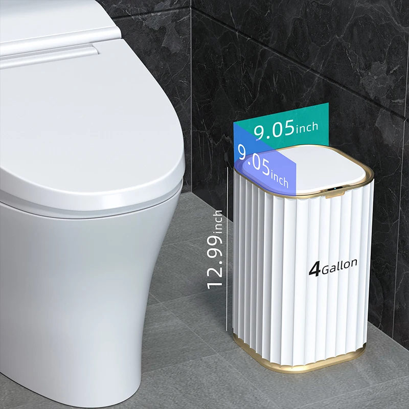 Smart Sensor Bathroom Trash Can Kitchen Garbage Bin Toilet Trash Can Best Automatic Induction Waterproof Bin with Lid 10/15L