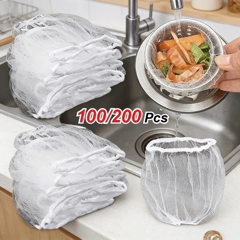 100/200 PCS Replacement Filters Net- Fine Filters for Kitchen Sinks Drains, Vegetable Cleaning - Anti Clogging, Easy to Clean
