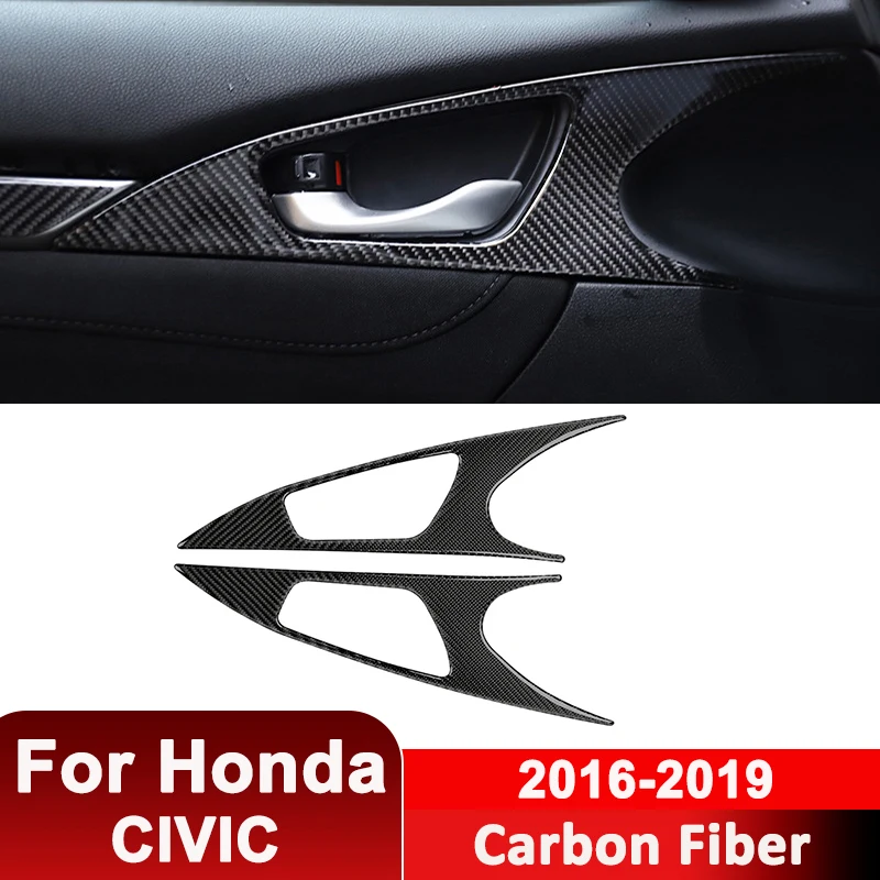 

Для Honda CIVIC 2016-2019 углеродное волокно передняя дверь автомобиля тянущая ручка панель отделка рамка декоративная наклейка авто аксессуары для интерьера