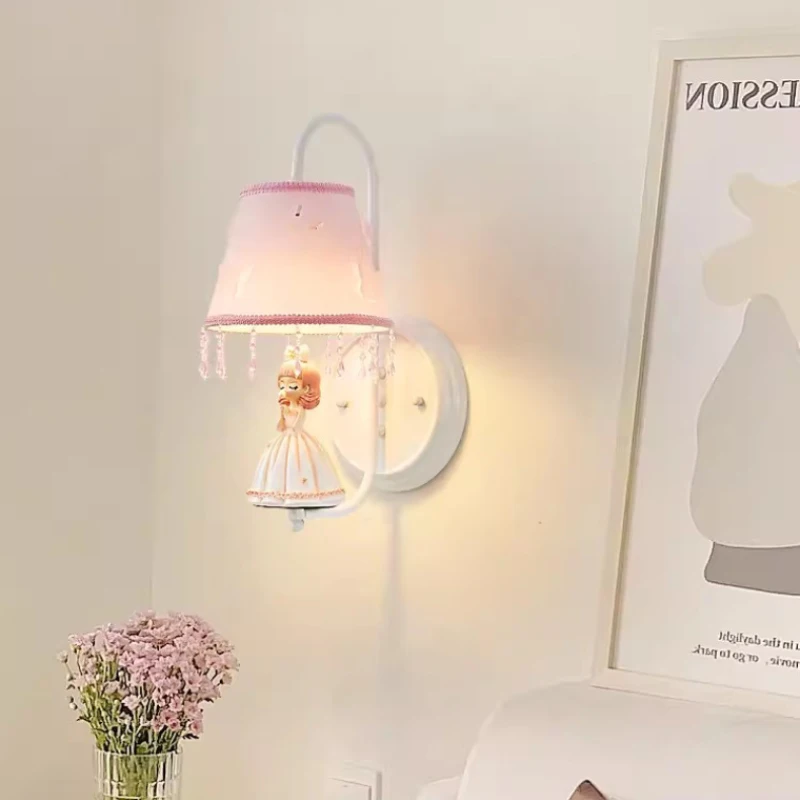 Romantic Princess Girl Wall Lamps Girl Bedroom Bedside Lamp LED Modern Warm Children\'s Room Nursery Princess Room Wall Lights