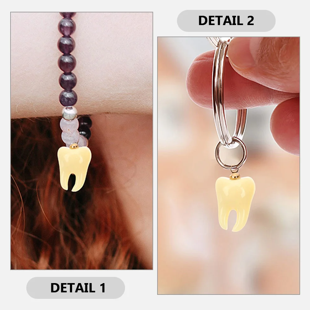 

6Pcs Fake Teeth Charms for DIY Jewelry Making Unique Resin Pendant Accessories Craft Ornament for Necklace Earring Design