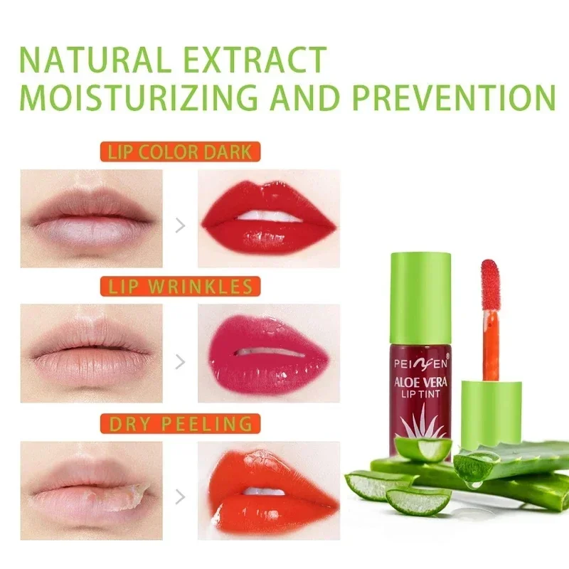 천연 알로에 에센스 립 글로스, 리치 컬러 립 틴트, 스틱 없음, 방수 보습, 휴대용 립스틱, 고색소, 핫, 6 개