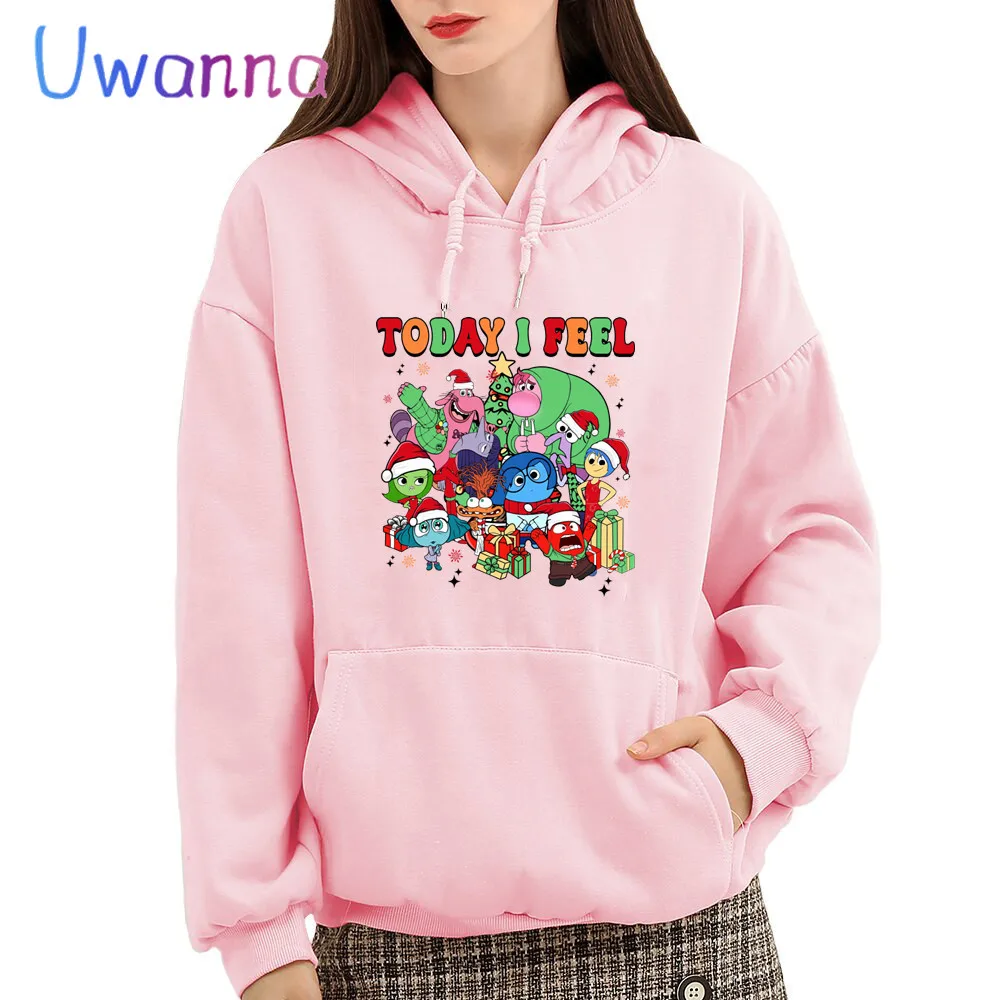 Cartoon Inside Out Girl Hoodies Women Printed Today I Feel Graphic Sweatshirt Vintage Kawaii Christmas Hoody Female Clothing