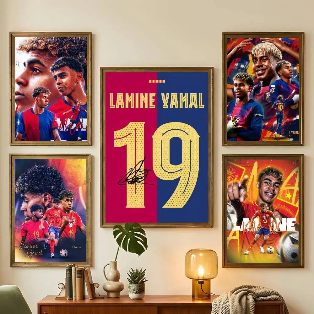 Football L-Lamine Sports Y-Yamal Cool Poster Living Room Bedroom Bar Cafes Wall Home Decoration Gifts