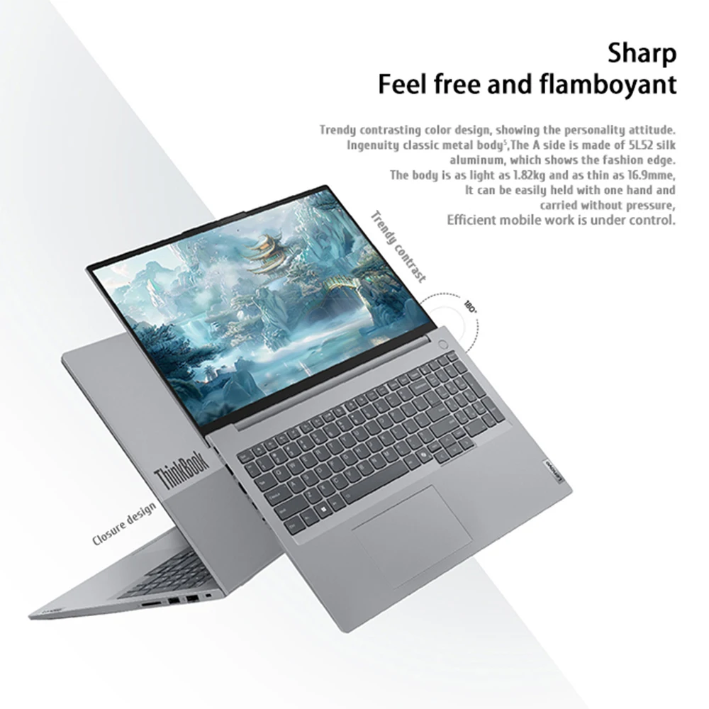 Laptop Lenovo 2024 ThinkBook 16 Ryzen R5 8645H/R7 8845H Radeon 780M 16G RAM 1T SSD 16 inci 2.5K 120Hz layar Notebook PC ramping