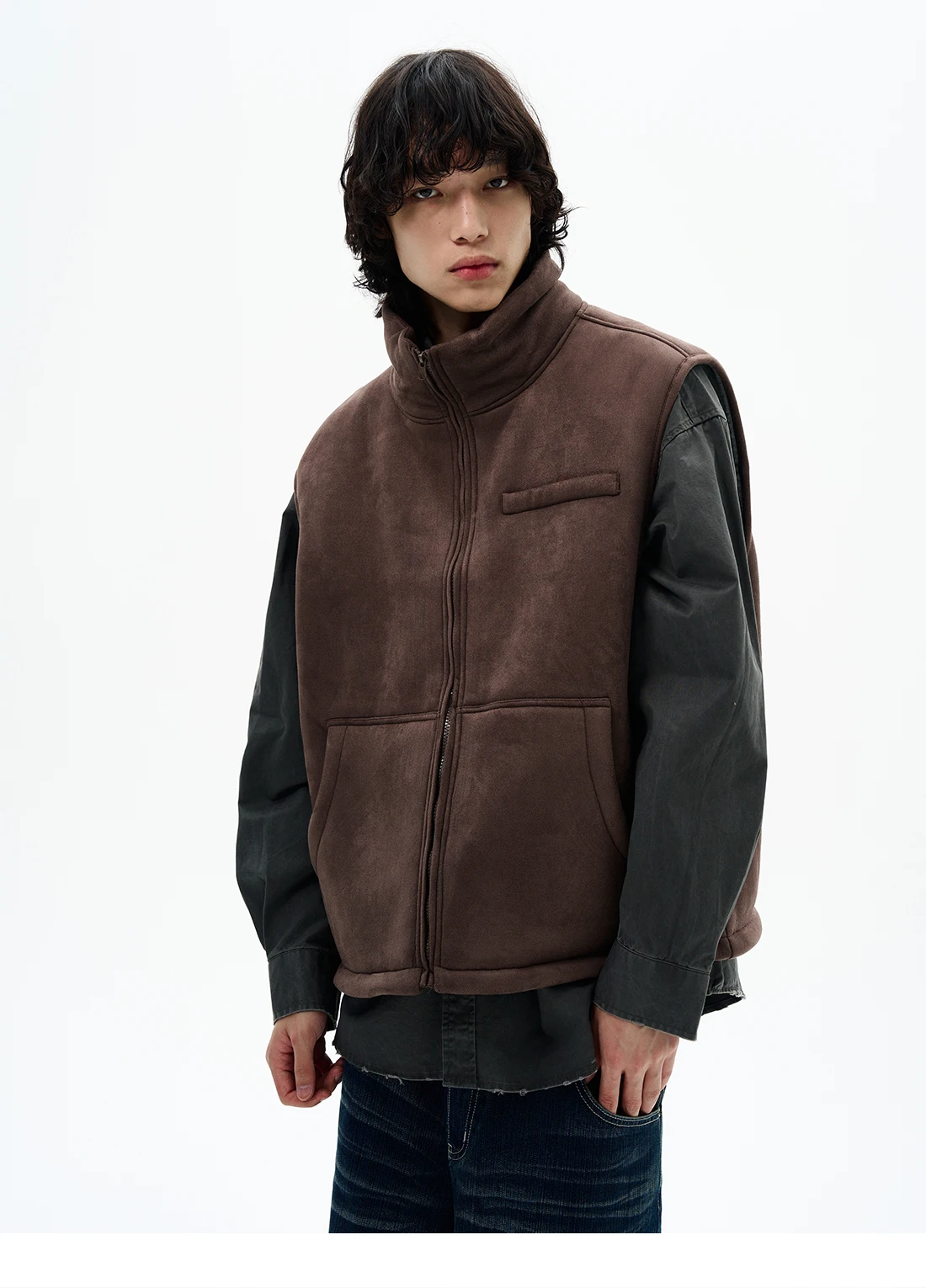 سترات باركاس للزوجين لخريف وشتاء 2025 على الطراز الأمريكي الجديد سترات رجالية ونسائية راقية أنيقة بدون أكمام سترات بلون واحد #5