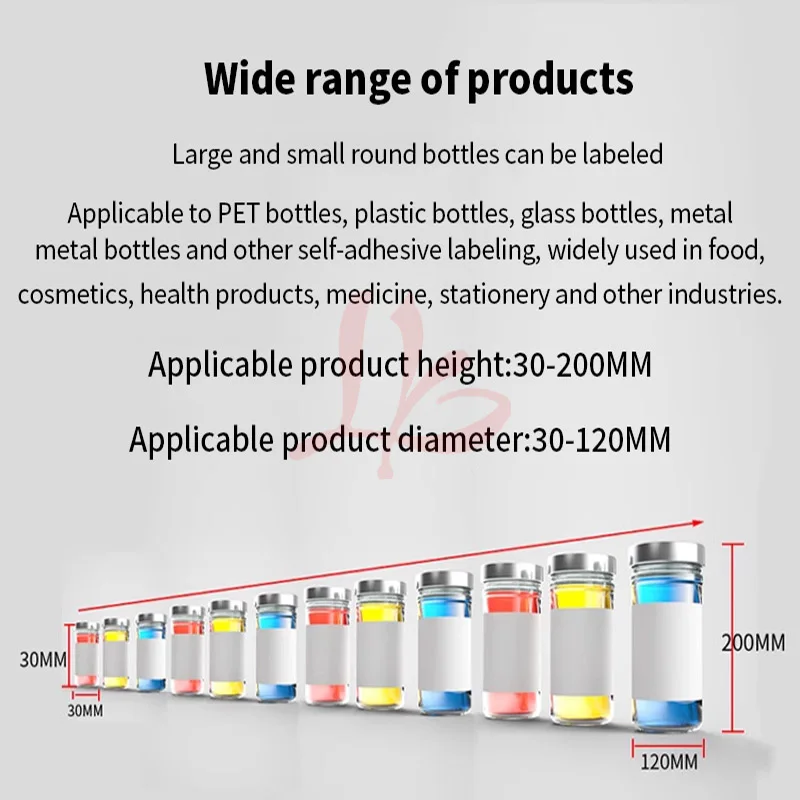 Automatic Self-adhesive Round Bottle Labeling Machine with conveyor belt Printing Labels On Bottles Adjustable Speed 360W
