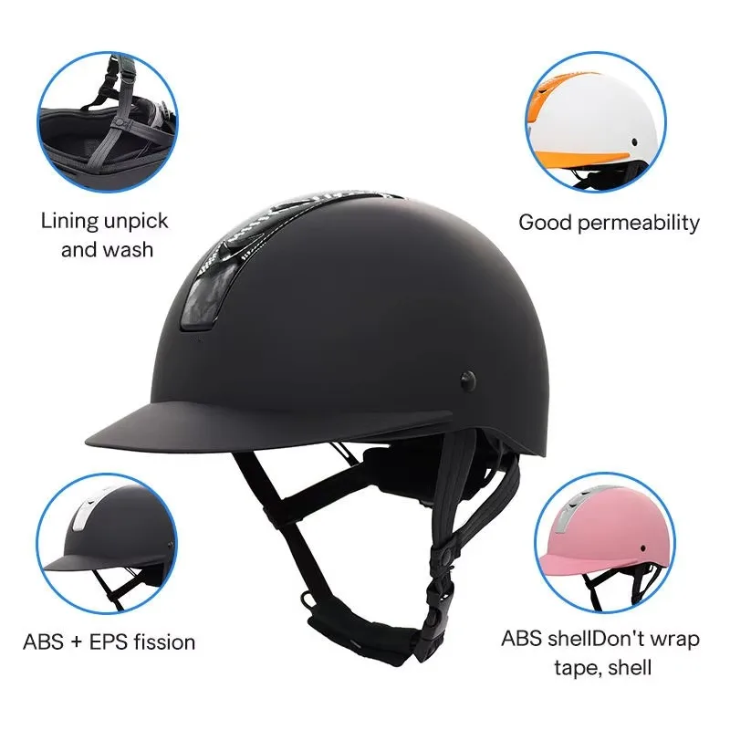 Unisex Dual Sport Equestrian Helmet Riding Nice Black Safety Gear with OEM Logo Design Customizable Riding Helmet