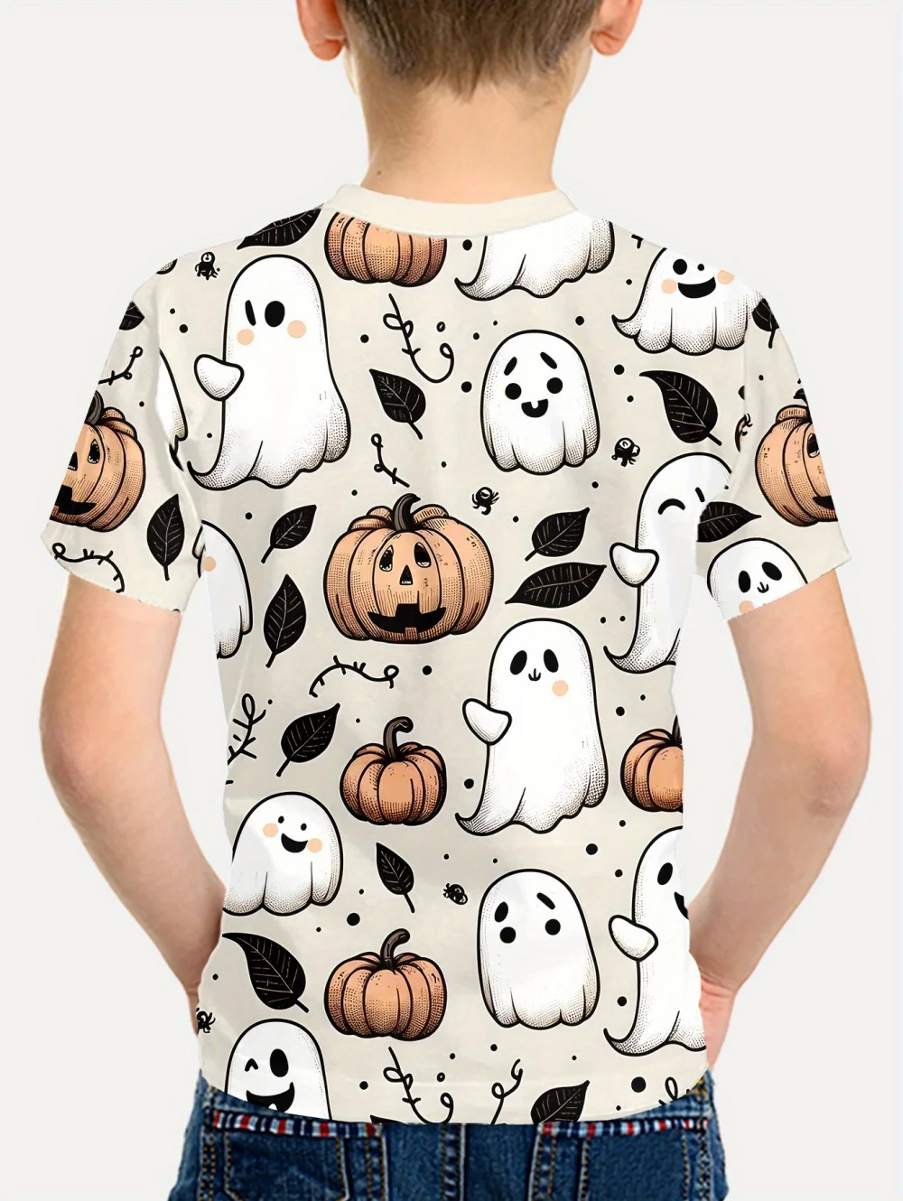 Halloween 2025 Kids Clothes Cute Pumpkin Spooky Leaves 3D Print Casual O-Neck Short Sleeve Quick-Dry Boy T-Shirts for Children