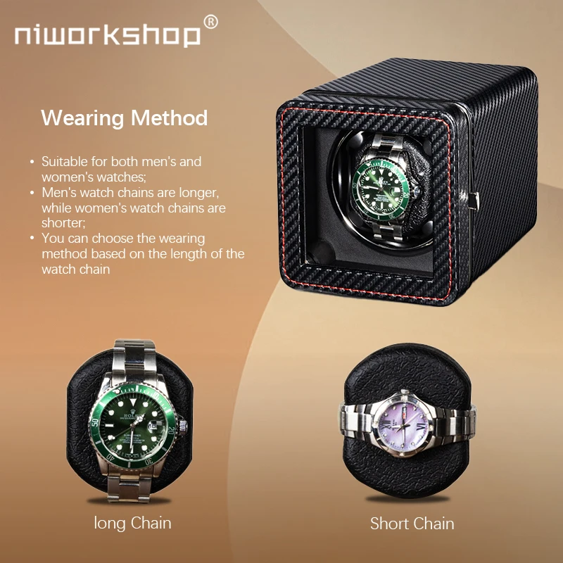 Niworkshop Automatic Watch Winder,1 Slot Watch Box,Single Watch Storage Case with Quiet Motor,Soft Pillow Fit Women and Men