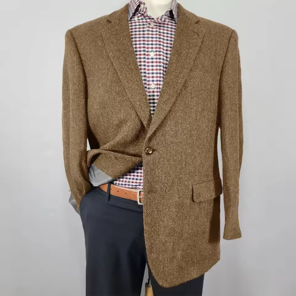 

Herringbone Pattern Mens Suit 2 pieces(Jacket+Pants)Single Breasted Slim Fit Blazer Business Casual Formal Customized Hot Sale