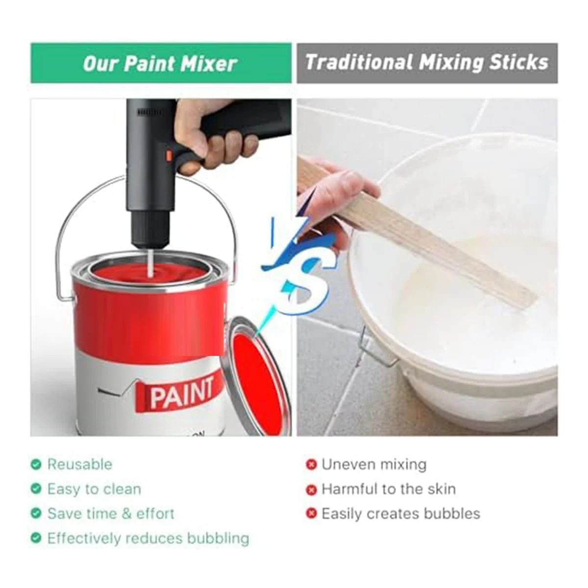 Misturador de tinta de broca de 11 polegadas, acessório misturador de broca de 4 peças, misturador epóxi de resina de 1 galão, misturador de tinta para a maioria das brocas