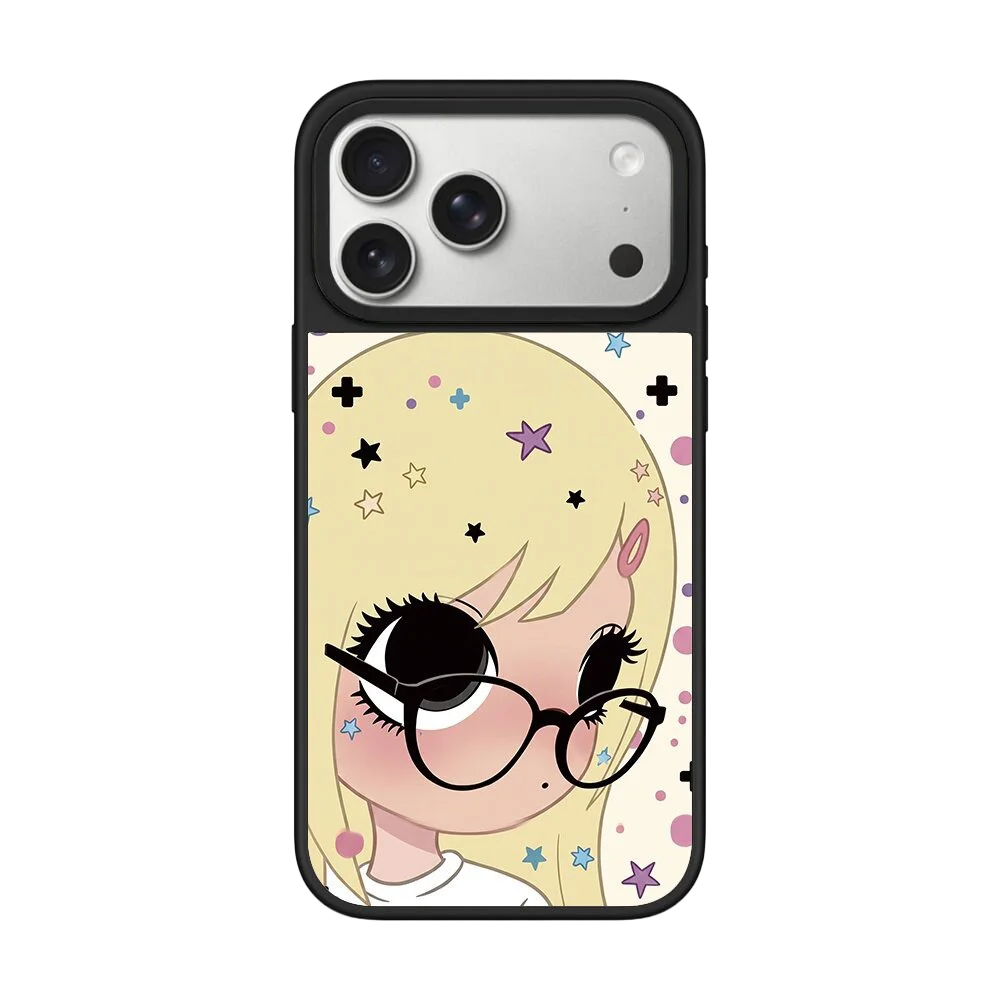 Star Glasses Girl Cute Mirror Surface Magnetic Case: Compatible with IPhone 17 16 15 14 13 12 Pro Max 17 Air