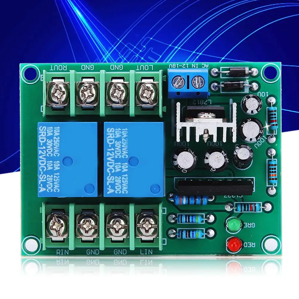 Dual Channel Power On Mute Delay Speaker Protection Circuit Board 10A DC12-18V